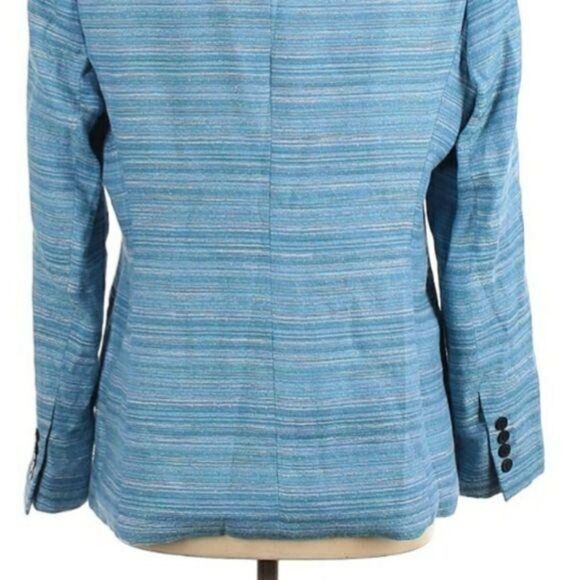 Vtg 80's Nicola Blue Striped Boyfriend Single Breasted Button Down Blazer Sz 12 - Picture 10 of 14